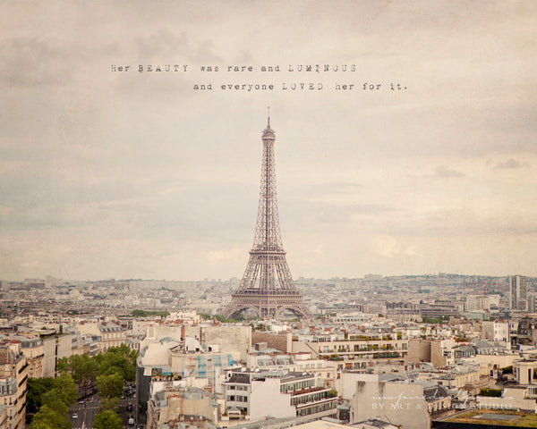 Inspirational Eiffel Tower Art Print, paris photography wall art home decor, paris cityscape, eiffel tower, romantic gifts, poem and picture
