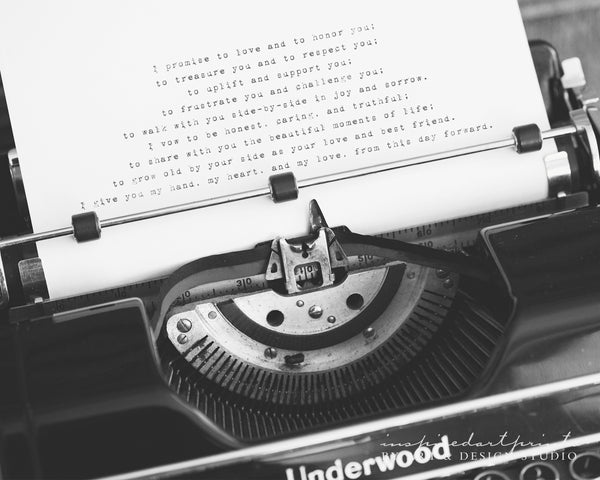 Wedding Vow Typewriter Print 